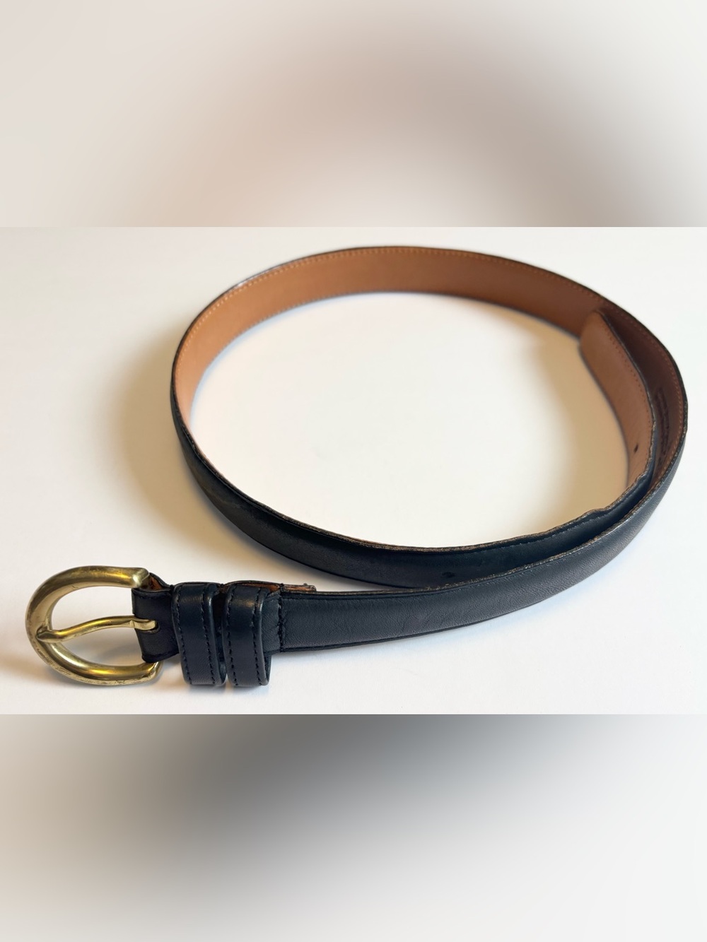 Coach Vintage 90s 8400 Navy Glove Tanned Cowhide Solid Brass Buckle‎ Belt
